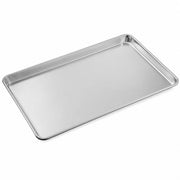 Full Size Aluminum Sheet Pan, 18 x 26 Inch, Wire Rim, 19 Gauge, Uncoated Silver, Rectangle Bun Pan, Freezer and Oven Safe