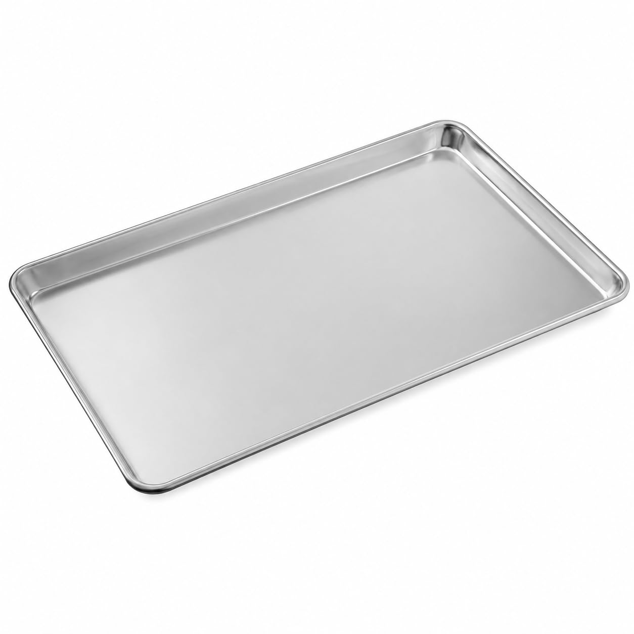 Full Size Aluminum Sheet Pan, 18 x 26 Inch, Wire Rim, 19 Gauge, Uncoated Silver, Rectangle Bun Pan, Freezer and Oven Safe
