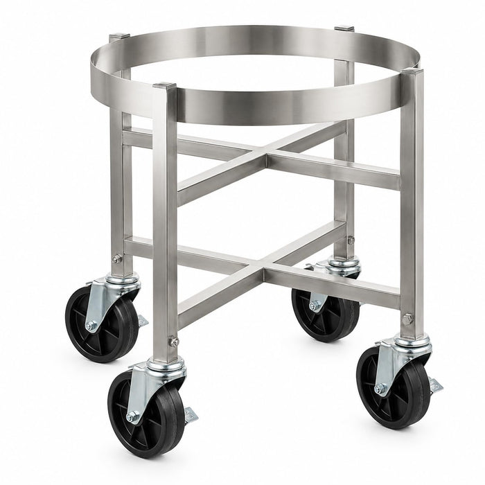 18-Inch Stainless Steel Stock Pot Dolly with Locking Swivel Casters, Commercial Kitchen Transport Cart, 304 Grade, 20x22 Inches, Silver