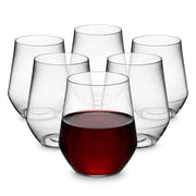 Glownary Stemless Wine Glass, Clear PET Plastic, 12 oz, Round Shape, BPA Free, Hand Wash Only, 64 per Case
