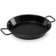 Glownary 11-Inch Enameled Carbon Steel Paella Pan, Black, Round Shape with Dual Loop Handles, Hand Wash Only, for 2-3 Servings
