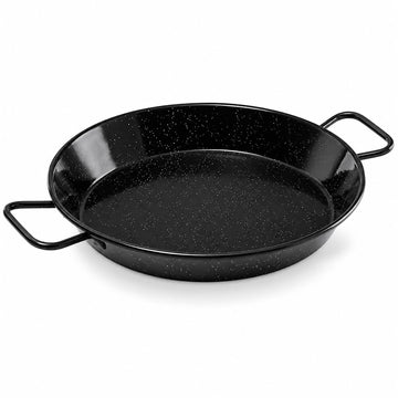 Glownary 11-Inch Enameled Carbon Steel Paella Pan, Black, Round Shape with Dual Loop Handles, Hand Wash Only, for 2-3 Servings