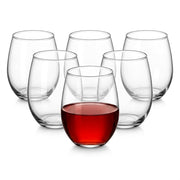 Glownary Clear PET Plastic Stemless Wine Glass, 16 oz, 64 Count Case, BPA Free, Hand Wash, Crystal-Clear Design, Round Shape, 4.5 Inch Height