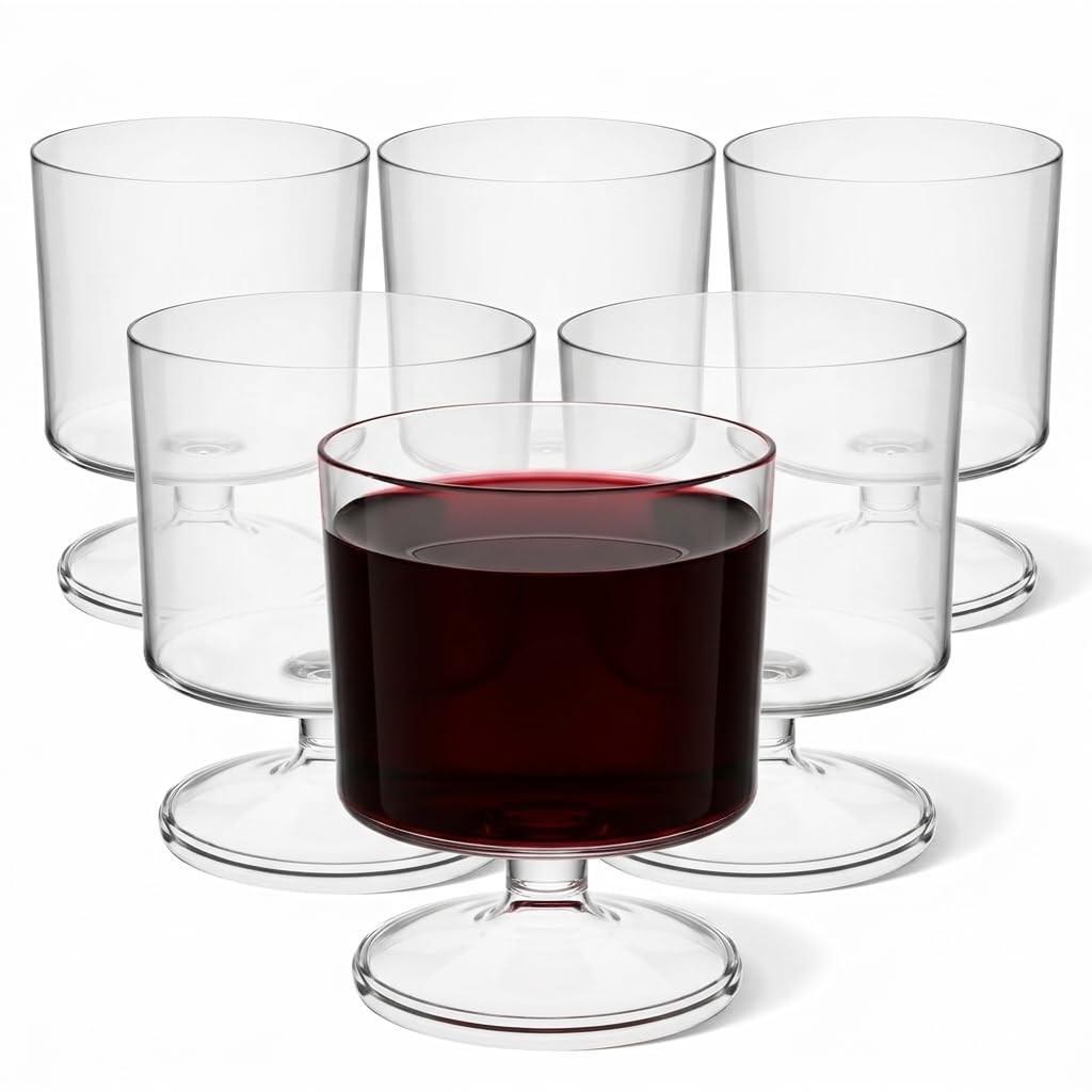 Glownary Heavy Weight Clear Plastic Wine Glass, 2 oz, 1-Piece Design, Round Shape, BPA Free, Polystyrene Construction, 240 per Case
