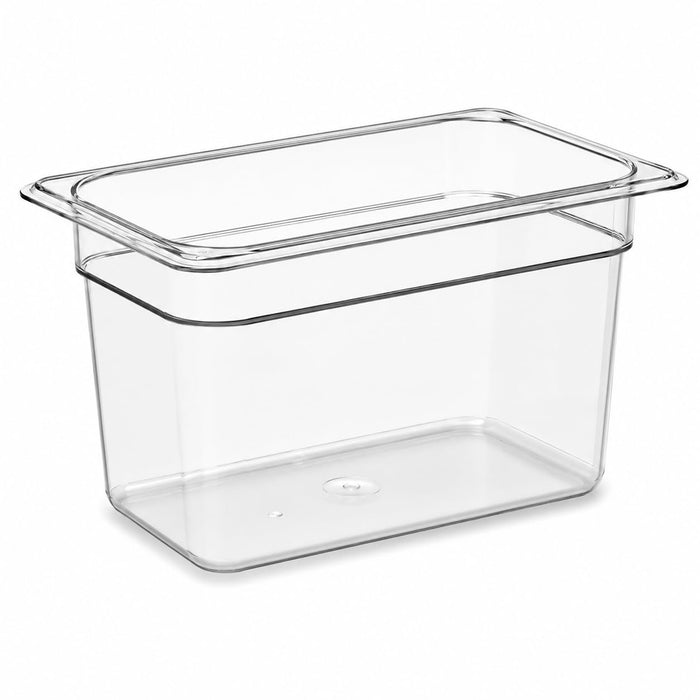 Glownary 1/4 Size Clear Polycarbonate Food Pan, 6 Inch Deep, Rectangle Shape, NSF Listed, Stackable, Freezer Safe, 4.5 Qt Capacity, 10.25x6.38x6 Inches