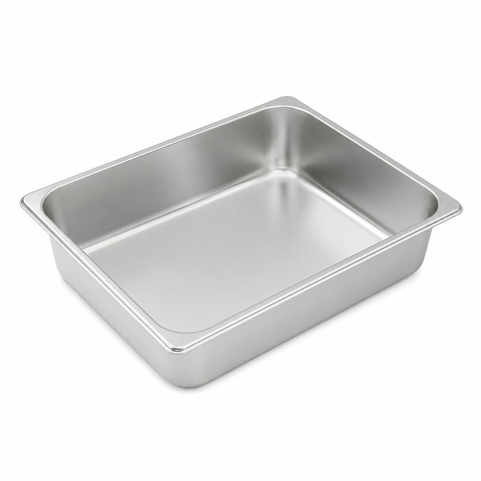 Glownary 2/3 Size Stainless Steel Steam Table Pan, 4 Inch Deep, Anti-Jam Design, NSF Listed, 13.9x12.8 Inches, 9.3 Qt Capacity, Made in USA