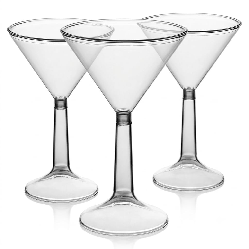 Glownary Heavy Weight Clear Plastic 2-Piece Martini Cup, 5.5 oz, Polystyrene, BPA Free, Recyclable, Round Shape, 96 per Case