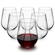 Glownary Clear Plastic Stemless Wine Glass, 14 oz, PET Material, Heavy Weight, Crystal Clear Design, Round Shape, 64 per Case, 4 Inches Height
