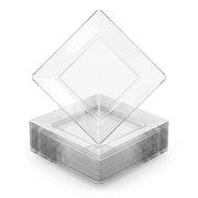 Glownary Square Clear Plastic Plates, 10 Inch, Polystyrene, Wide Rim, BPA Free, Recyclable for Wedding and Events, 120 Count