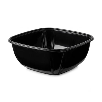Glownary Black Square Serving Bowl, 160 oz PET Plastic, 10.75 x 10.75 x 4.5 Inches, Stackable, BPA Free, Cold Food Use, 50 per Case