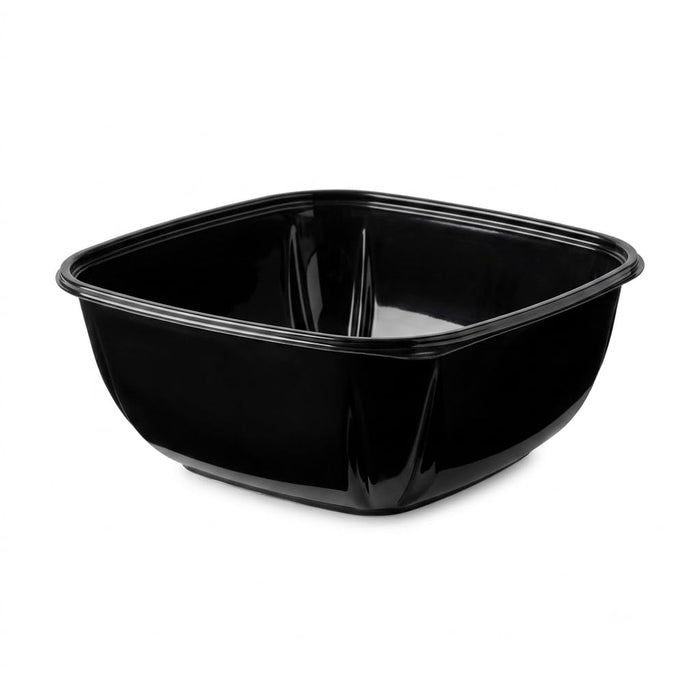 Glownary Black Square Serving Bowl, 160 oz PET Plastic, 10.75 x 10.75 x 4.5 Inches, Stackable, BPA Free, Cold Food Use, 50 per Case