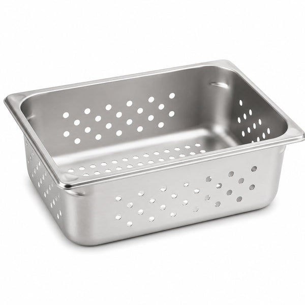 1/2 Size Perforated Steam Table Pan, 4 Inch Deep, 22 Gauge Stainless Steel, Anti-Jam Design, NSF Listed, Made in USA, 12.75x10.38x4 Inches