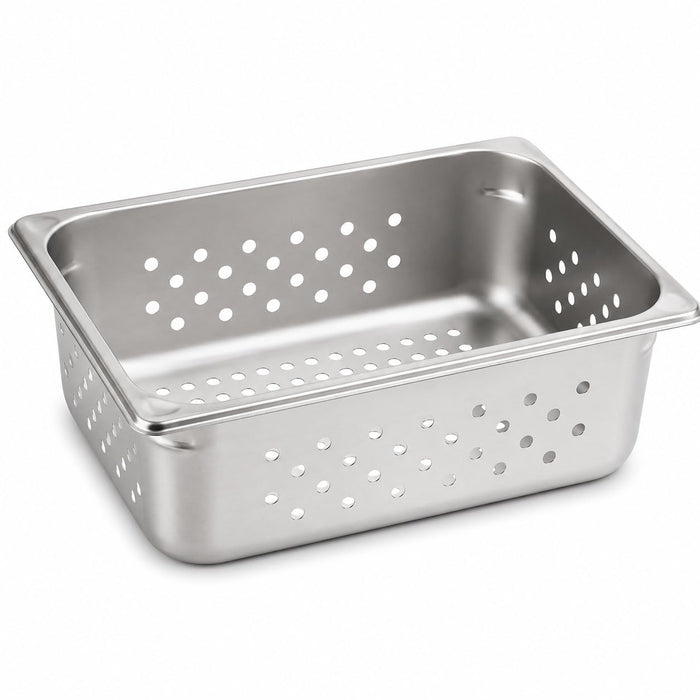 1/2 Size Perforated Steam Table Pan, 4 Inch Deep, 22 Gauge Stainless Steel, Anti-Jam Design, NSF Listed, Made in USA, 12.75x10.38x4 Inches
