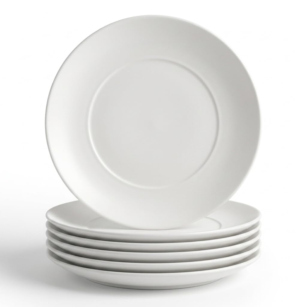 Glownary Coupe White Round Plastic Dinner Plates, 10 Inch, BPA Free, Disposable, 120 Count, for Events and Weddings