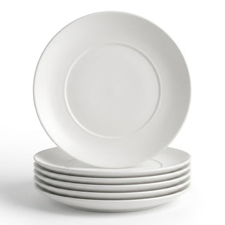 Glownary Coupe White Round Plastic Dinner Plates, 10 Inch, BPA Free, Disposable, 120 Count, for Events and Weddings