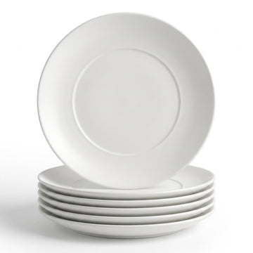 Glownary Coupe White Round Plastic Dinner Plates, 10 Inch, BPA Free, Disposable, 120 Count, for Events and Weddings
