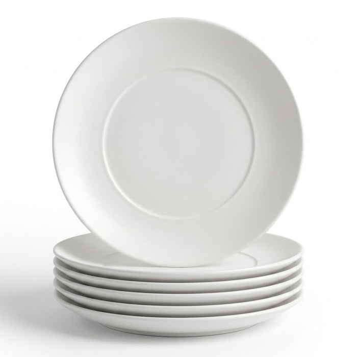 Glownary Coupe White Round Plastic Dinner Plates, 10 Inch, BPA Free, Disposable, 120 Count, for Events and Weddings
