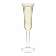 Glownary Clear Plastic Champagne Flute, 5 oz, 2-Piece Design, Polystyrene, BPA Free, 120 Count, 8.1 Inch Height