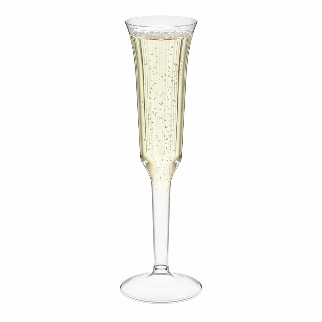 Glownary Clear Plastic Champagne Flute, 5 oz, 2-Piece Design, Polystyrene, BPA Free, 120 Count, 8.1 Inch Height