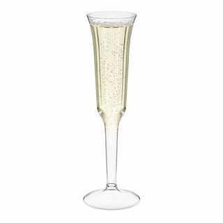 Glownary Clear Plastic Champagne Flute, 5 oz, 2-Piece Design, Polystyrene, BPA Free, 120 Count, 8.1 Inch Height