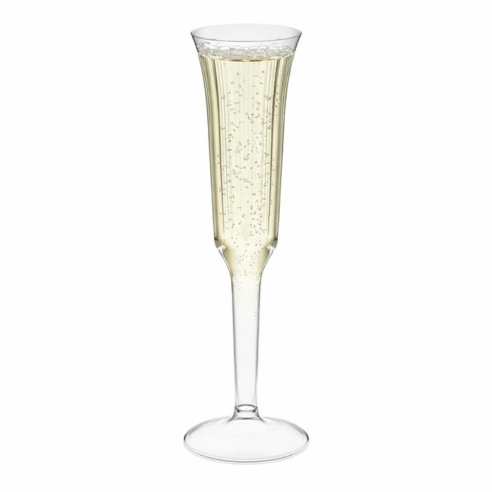 Glownary Clear Plastic Champagne Flute, 5 oz, 2-Piece Design, Polystyrene, BPA Free, 120 Count, 8.1 Inch Height