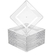 Glownary Square Clear Plastic Plates, 6 Inch, BPA Free, Wide Rim, Polystyrene Construction, Crystal Clear, 120 Count, for Wedding and Events