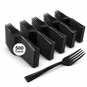 Glownary Black Heavy Weight Plastic Tasting Fork, 4 Inch, 4-Tine Design, Polystyrene, BPA Free, Recyclable, 500 per Case