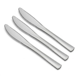 Glownary Classic Heavy Weight Plastic Knife, 7 3/4 Inch, Silver, Disposable Flatware for Weddings and Catering, 600 per Case