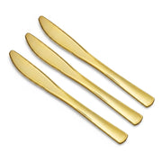 Glownary Classic Gold Plastic Knives, Heavy Weight, 7 3/4 Inch, Disposable Metallic Flatware for Weddings and Catering, 400 Count