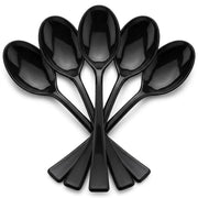 Glownary Black Plastic Tasting Spoons, 4 Inch, Heavy Weight Polystyrene, Mini Style, BPA Free, 500 per Case
