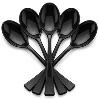 Glownary Black Plastic Tasting Spoons, 4 Inch, Heavy Weight Polystyrene, Mini Style, BPA Free, 500 per Case