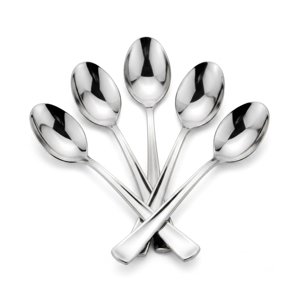 Glownary Classic Heavy Weight Silver Plastic Teaspoons, 6 3/4 Inches, Metallic Finish, 600 Count per Case
