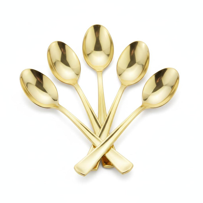 Glownary Classic Gold Plastic Teaspoons, Heavy Weight, 6 3/4 Inches, 400 Count per Case, Disposable Flatware for Weddings and Events