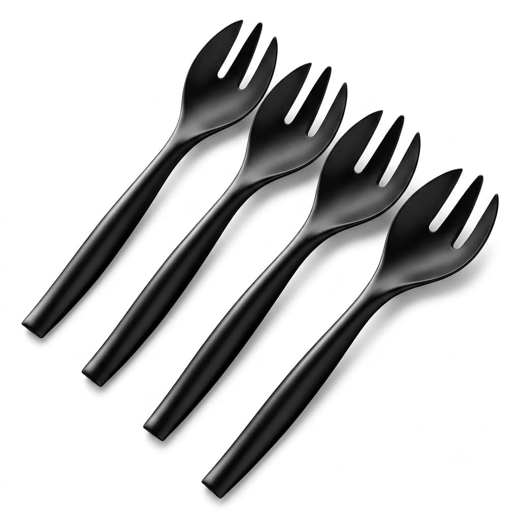 Glownary Black Plastic Serving Fork, 10 Inch, Disposable, 72 Count per Case, 3 Prongs, for Catering and Events