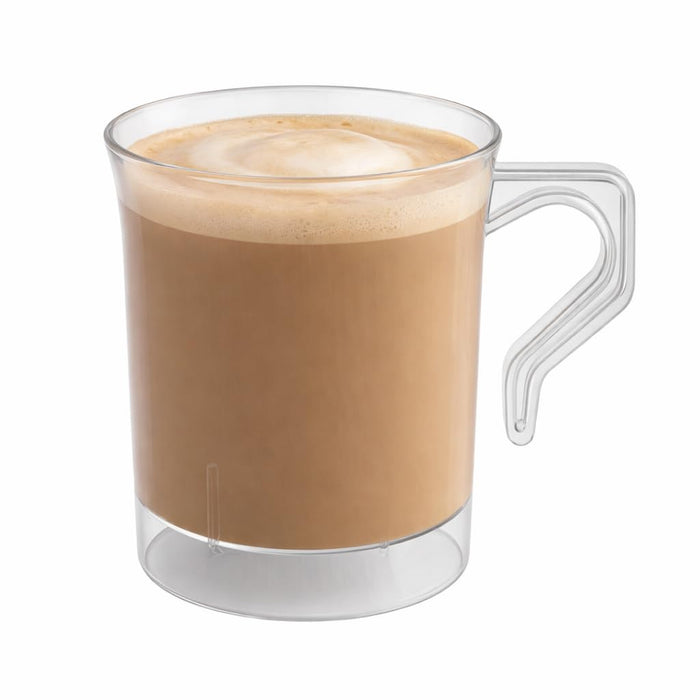 Glownary Clear Plastic Coffee Mug, 8 oz, BPA Free, Polystyrene Construction, 192 Count Case, Recyclable