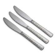 Glownary Hammered Silver Plastic Knife, 7.5 Inch, Heavy Weight, Disposable Flatware for Weddings and Catering, 600 Count