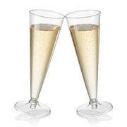 Glownary Clear Plastic Champagne Flutes, 6 oz, 2-Piece Design, Polystyrene Construction, BPA Free, 120 Count