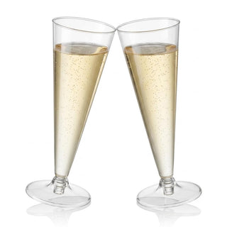 Glownary Clear Plastic Champagne Flutes, 6 oz, 2-Piece Design, Polystyrene Construction, BPA Free, 120 Count