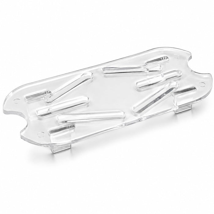 1/9 Size Clear Polycarbonate Drain Tray, 5x2.375 Inches, 6-Count Case, Dishwasher Safe, NSF Listed, Rectangle Shape, -40 to 212°F Temperature Range