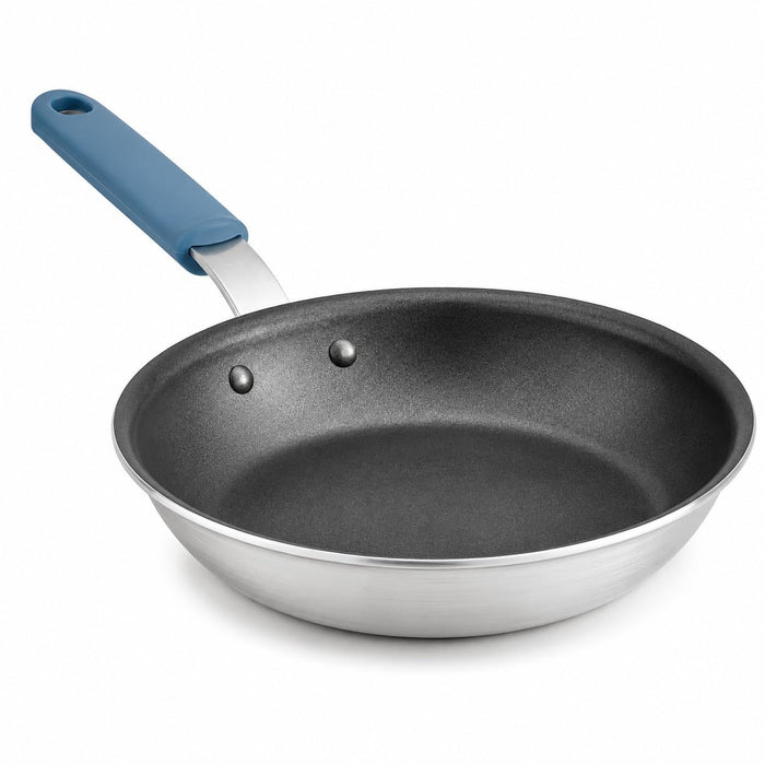 Glownary A3000 Series 10-Inch Aluminum Fry Pan with Non-Stick Eclipse Coating, Silicone Grip, Commercial Grade, Silver, NSF Listed, Oven Safe to 450F