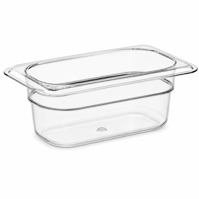 Glownary 1/9 Size Clear Polycarbonate Food Pan, 6.75 x 4.25 x 2.5 Inches, Stackable, Dishwasher Safe, NSF Listed, Rectangle Shape, Temperature Range -40F to 212F