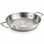Glownary 12-Inch Stainless Steel Fry Pan with Aluminum-Clad Bottom, Dual Riveted Handles, NSF Listed, Induction Ready, 450°F Oven Safe, Commercial Grade, Round