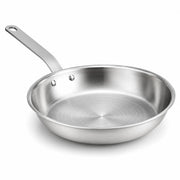 Glownary A3000 Series 12-Inch Aluminum Fry Pan, Natural Coating, Silver, Commercial Grade, Riveted Plated Handle, NSF Listed, Made in America