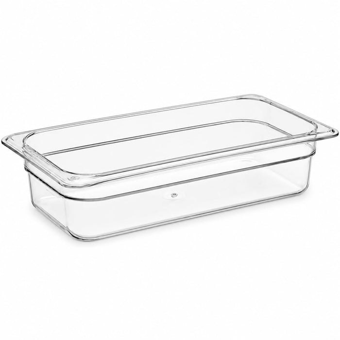 Glownary 1/3 Size Clear Polycarbonate Food Pan, NSF Listed, 12.75x7x2.5 Inches, Stackable, Dishwasher Safe, Rectangle, For Prep Tables