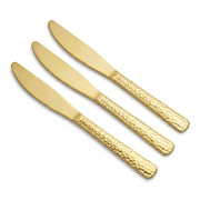 Glownary Hammered Gold Plastic Knife, 7.5 Inch Heavy Weight, Disposable Metallic Flatware for Weddings and Events, 400 Count