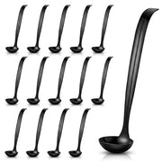 Glownary Black Disposable Plastic Ladle, 2 oz Capacity, 9.25 Inch Handle, BPA Free, for Punch Bowls, Beverages, Sauces, 48 Count