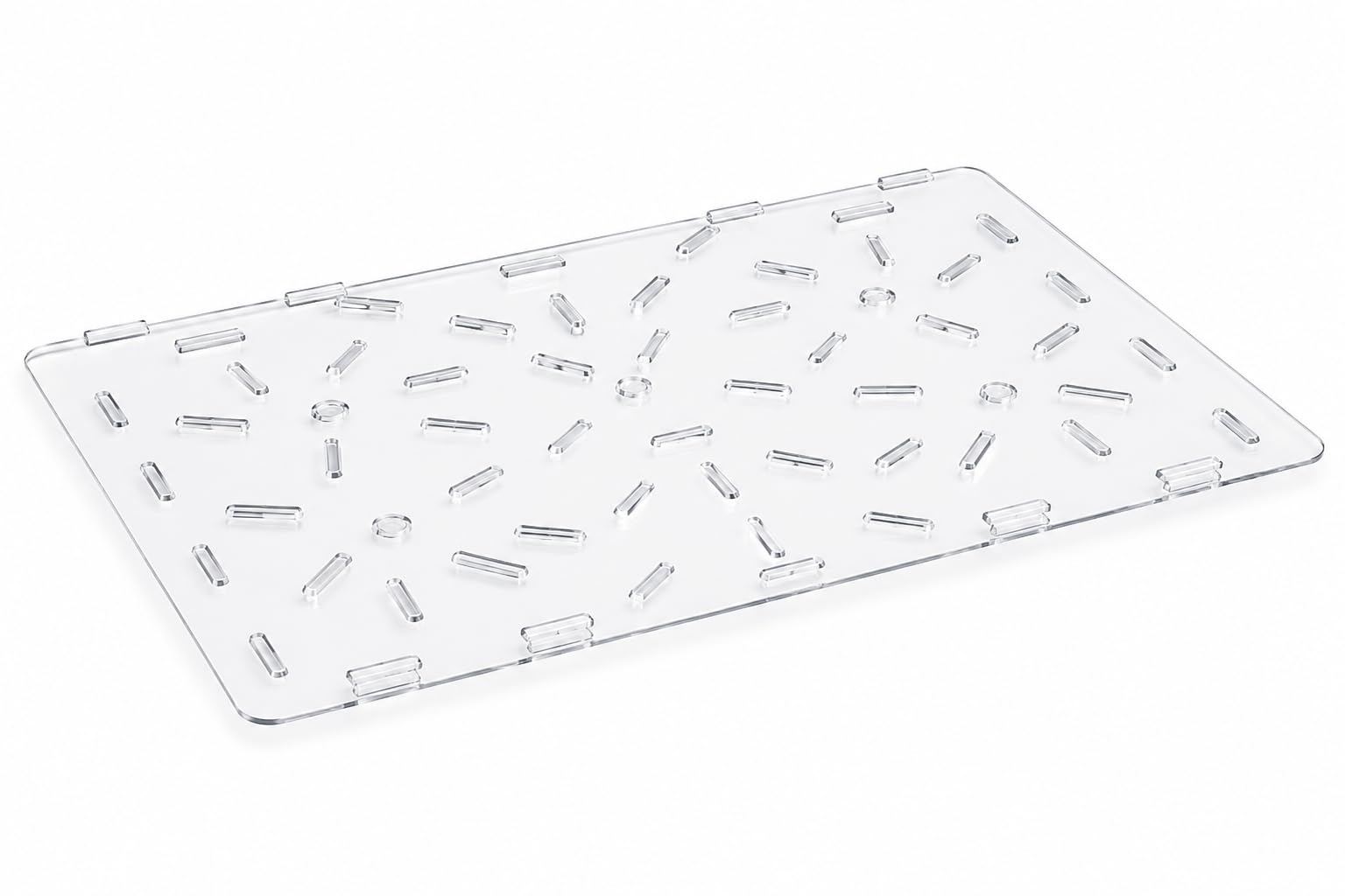 Glownary 26 x 18 Inch Clear Polycarbonate Food Box Drain Tray, Commercial Grade, NSF Listed, Rectangle Shape, Dishwasher Safe, Temperature Resistant -40 to 212°F