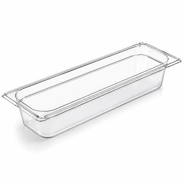 Glownary 1/2 Size Long Food Pan, Polycarbonate, Clear, 20.75x6.25x2 Inches, Rectangle, NSF Listed, Stackable, Dishwasher Safe, 3.3 Qt Capacity