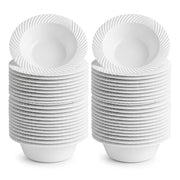 Glownary Wave White Plastic Bowl, 6 oz, Round Scalloped Edge, BPA Free, Recyclable Polystyrene, 5.5 Inch Diameter, 180 per Case
