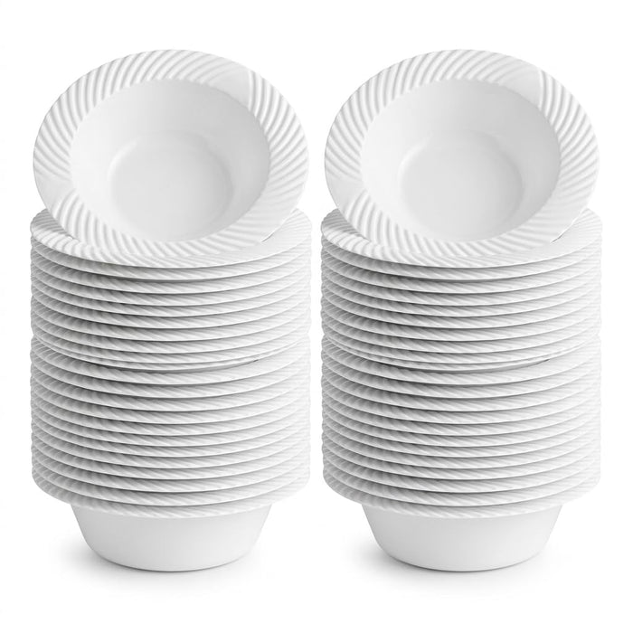 Glownary Wave White Plastic Bowl, 6 oz, Round Scalloped Edge, BPA Free, Recyclable Polystyrene, 5.5 Inch Diameter, 180 per Case